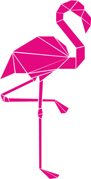 Strijkapplicatie Origami Flamingo